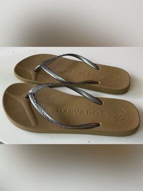 Malvados Women's Brown Flip Flop Sandals with Gunmetal Straps